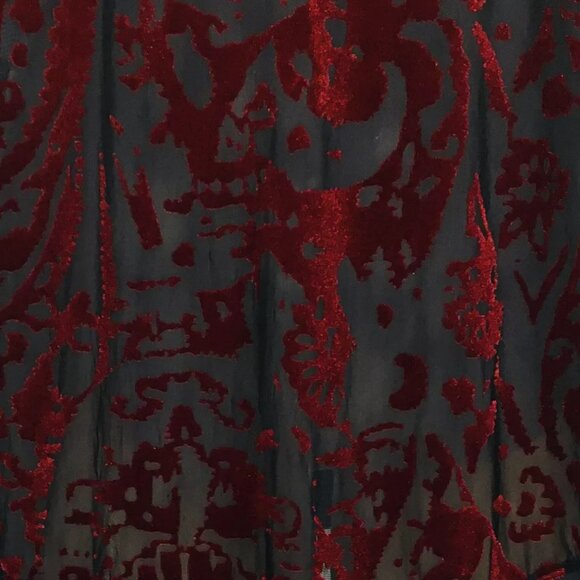 Simply Vera Wang Sz L Red Burnout Velvet Top Sheer Tunic Whimsy Goth - Picture 9 of 13